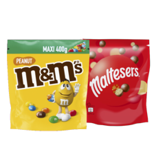 M&M’s maxi zak à 340/400 gram
of Maltesers zak à 273 gram